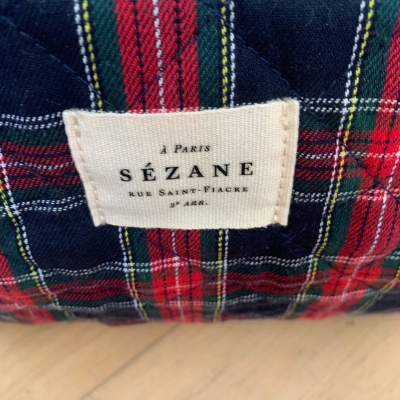 Sézane Tartan Cosmetic Bag in Red and Navy - Picture 5 of 10
